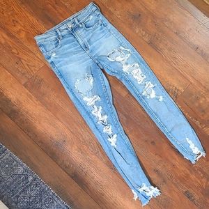 American Eagle distressed high rise jeans